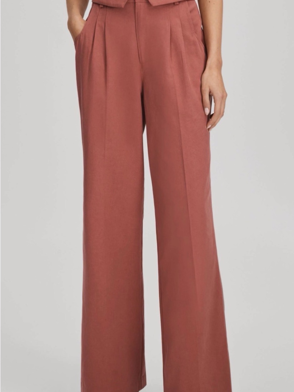 PAIGE Wide-Leg High-Rise Pants in Rose